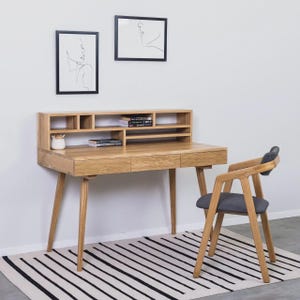 Tavolo per computer unico, scrivania per computer in legno, tavolo da studio, scrivania per computer moderna, scrivania in rovere massello, tavolo scandinavo in legno