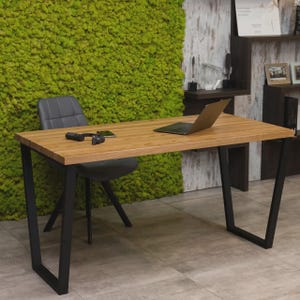 Office Desk, Modern Desk, Handmade Solid Wood Laptop Table, Side Table, Computer Desk, Wood Desk with Metal Legs, Writing Desk, Study Desk