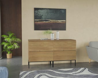 Sideboard with two Drawers Low Dresser Credenza Media Console Lowboard Sideboard Console table Side table Solid wood table End table