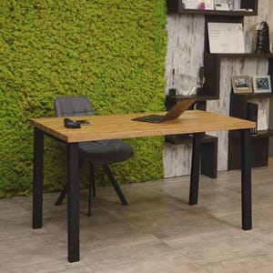 Modern Desk, Office Desk, Computer Desk, Handmade Solid Wood Laptop Table, Side Table, Wood Desk with Metal Legs, Study Desk, Writing Desk