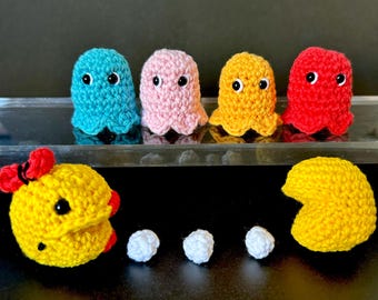 Pac-Man & Ghosts Crochet Pattern | Easy Retro Gamer Toy (PDF)