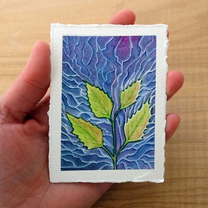 ACEO original art miniature, watercolor original ACEO artist trading card, nature scene watercolor art, collectible art.