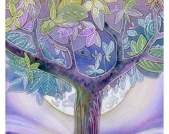 Limited edition giclee print titled "Treespirit" by Eerin Vink - tree wall art, tree print, watercolor wall art, watercolor giclee print