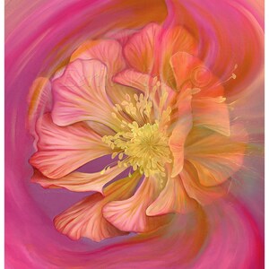 Limited edition giclee print titled &quot;Merging&quot; by Eerin Vink - flower art print, flower artwork, dreamy print, flower wall art, pink wall art