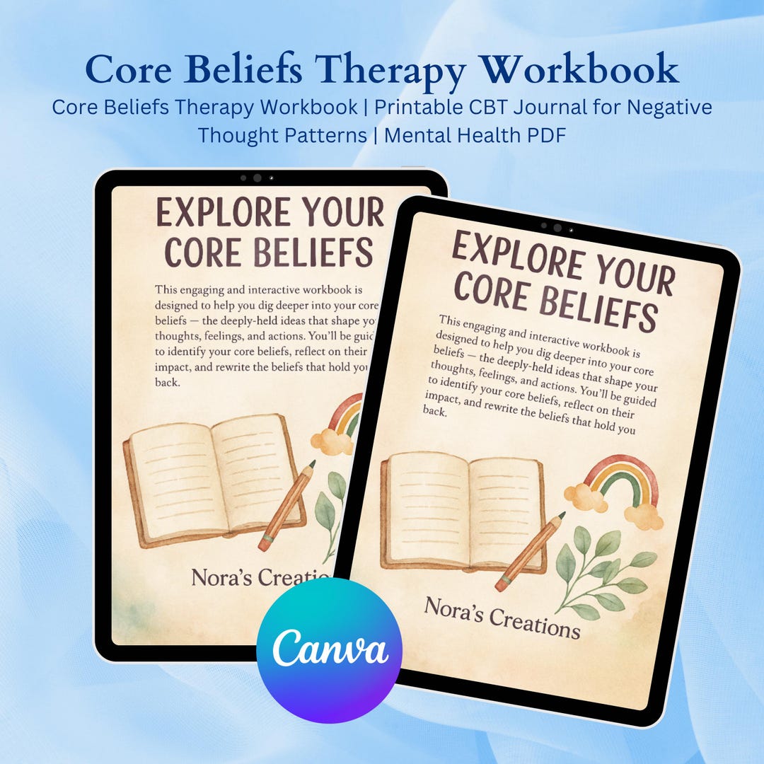 Core Beliefs Therapy Workbook | Printable CBT Journal for Negative ...
