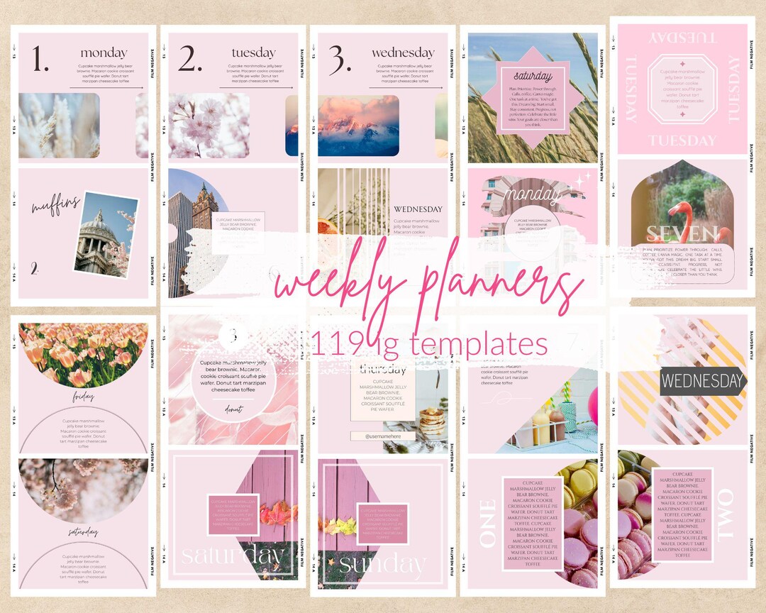 119 Pastel Pink Weekly Planner – Canva Template – Digital Download - Etsy