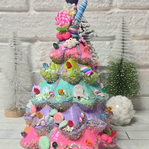 Rainbow  Tree, Ceramic Light Up  Tree, Candy Christmas