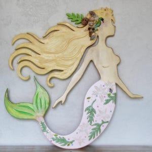 Wood Mermaid Wall Decor, Coastal Decor, Gift for Girl, Mermaid Gift