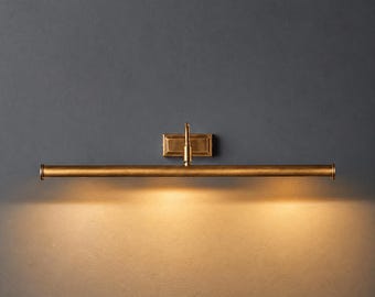 Solid Brass Picture Light Fixture, Modern Wall Sconce, Long Tube Art Lamp