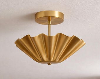 Handmade Italian Brass Globe Chandelier ceiling light : Mid Century