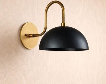 ブラックドーム真鍮製壁付け照明 – ミッドセンチュリーモダン照明器具