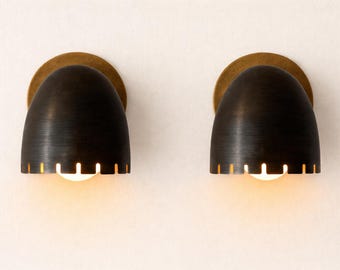 ハンドメイド真鍮ドーム型壁付け照明 | モダンブラックミニマリスト照明器具