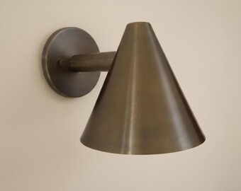 Handmade Brass Wall Sconce | Mid Century Modern Light Fixture (Plug-in)