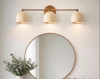 Minimalist Vanity Light Bar | 3-Light Bathroom Fixture | Warm Brass Wall Lamp for Mirror