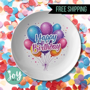 Happy Birthday Balloons Plate, Colorful Birthday Decor, Disposable Plates for Kids and Adults Party Supplies FREE SHIPPING