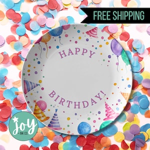 Happy Birthday Party Time Frame Plate Personalized Birthday Plate Custom Name Kids Party Dinner Dish Gift Decor Free Shipping