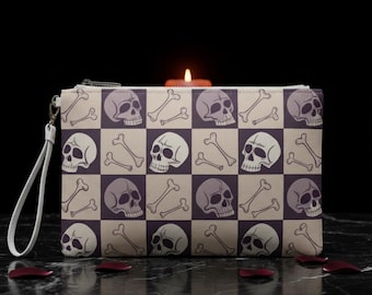 Checkerboard-clutch Skull and Crossbones | Gotisch schedelpolsbandje