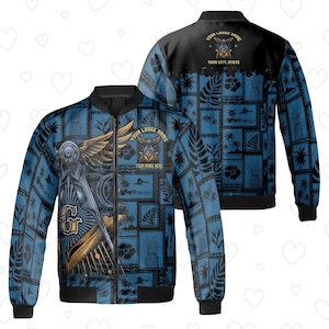 Masonic Bomber Jacket – Custom Lodge Name, Personal Name & Location, Freemason Apparel for Men