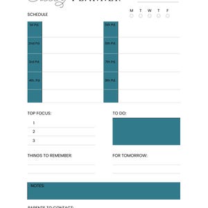Teacher Daily Planner