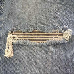 Patch: Jeans Aufnäher zum Aufbügeln, gestreift, Marineblau