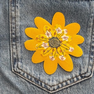 Parche termoadhesivo para jeans, parche de reparación DIY, parche decorativo, parche fácil de aplicar, reparación de jeans, parche de margarita hecho a mano, aplique termoadhesivo.