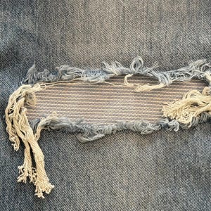 Stripe Linen Iron-On Jean Repair Patch: Peekaboo Reverse Appliqué