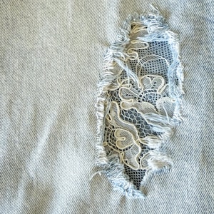 Iron on Lace patch, Iron on jeans patch, reverse repair patch, Easy to apply patch, Jean repair, handmade repair patch,