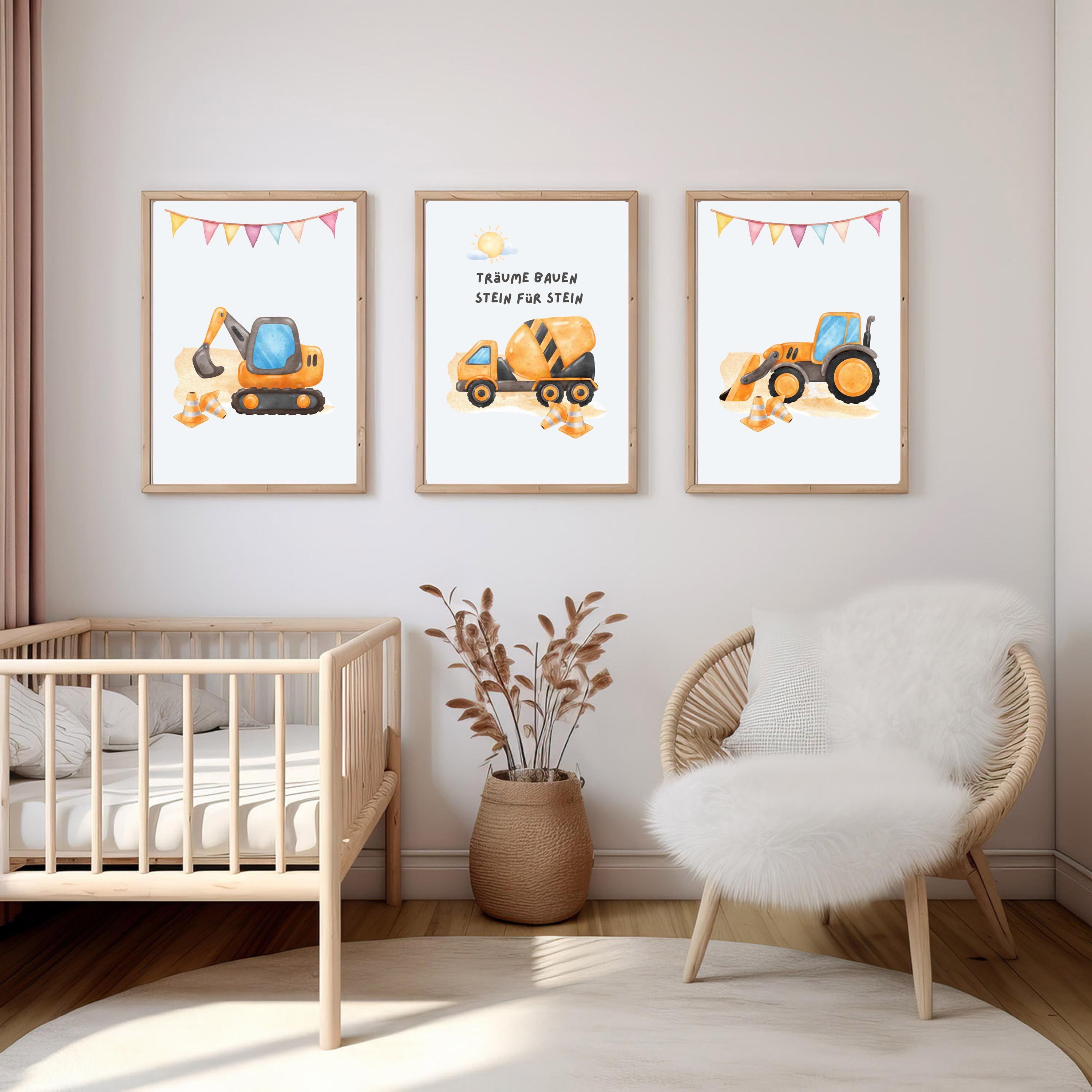 Construction Site Poster Set for Children's Rooms | Build Dreams Brick ...