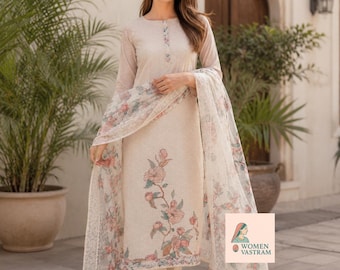 Indian Traditional Wedding Wear Kurta Palazzo & Dupatta Set Readymade Salwar Kameez Women And Girls Gift For Her Designer Stitch Salwar Suit
