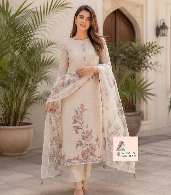 Indian Traditional Wedding Wear Kurta Palazzo & Dupatta Set Readymade Salwar Kameez Women And Girls Gift For Her Designer Stitch Salwar Suit