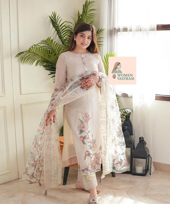 Indian Traditional Wedding Wear Kurta Palazzo & Dupatta Set Readymade Salwar Kameez Women And Girls Gift For Her Designer Stitch Salwar Suit