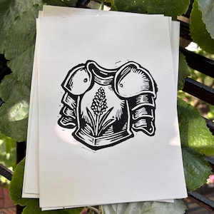 Original Linocut Pressing &#39;The Gentle Knight No. 2&#39;