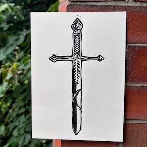 Original Linocut Pressing &#39;The Gentle Knight No. 4&#39;