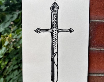 Original Linolschnitt Pressung 'The Gentle Knight No. 4'
