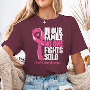 Breast Cancer Awareness Shirt, No One Fights Alone Pink Ribbon Tee, Support Breast Cancer TShirt, Family Unity Graphic Tee, Bella Canvas 300