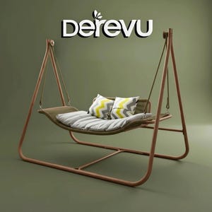 Double Rattan Hammock Swing Chair with Stand | 570 lbs Indoor Outdoor