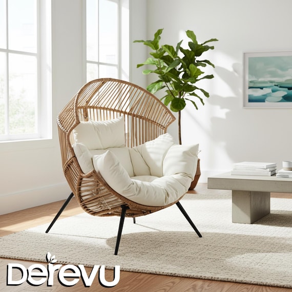 Oversized Patio Wicker Boho Egg Chair...