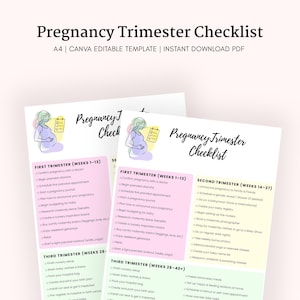 Pregnancy Trimester Checklist | Printable Pregnancy Planner | First, Second & Third Trimester To-Do List | Instant Download PDF