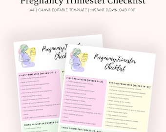 Pregnancy Trimester Checklist | Printable Pregnancy Planner | First, Second & Third Trimester To-Do List | Instant Download PDF