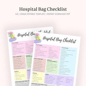 Hospital Bag Checklist Printable | Maternity & Newborn Packing List | Birth Hospital Bag Planner | Instant Download PDF