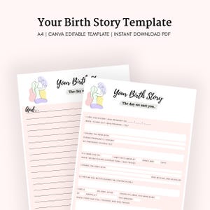 Your Birth Story Template | Printable Birth Story Journal | Newborn Keepsake Memory | Instant Download PDF