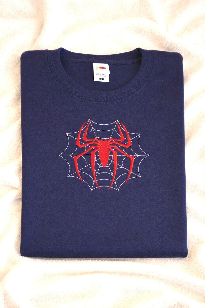 Geborduurd T-shirt spinnen, geborduurd Spiderman-sweater, gotisch borduurt-shirt, uniseks sweater afbeelding 12