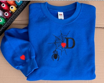Sudadera personalizada con monograma de araña. Sudadera de héroe araña. Sudadera de superhéroe. Suéter unisex. Sudadera con capucha de superhéroe.