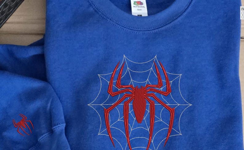 Geborduurd T-shirt spinnen, geborduurd Spiderman-sweater, gotisch borduurt-shirt, uniseks sweater afbeelding 17