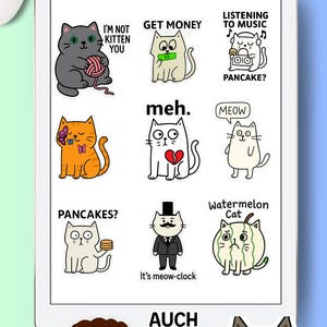 25 Cat PNG Stickers – Cute Printable Art for Planners, GoodNotes, Journaling