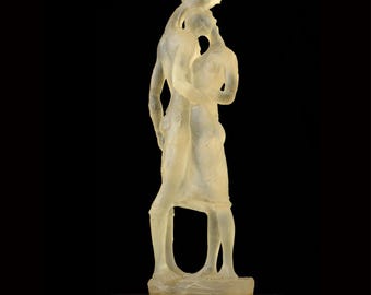 René Lalique Style Signed Resin Sculpture of Two Lovers 81cm Tall