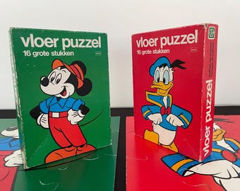 Vintage 1980s Mickey Mouse and Donald Duck Disney Puzzles Hema Vloer Puzzels