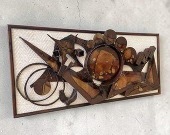 Henrik Horst 1970s Danish Brutalist Metal Wall Sculpture