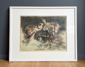 Dutch Etching of a jumping frog 1970 signed and numbered print