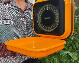 Vintage EKS Orange Swedish Wall Mounting Kitchen Scale